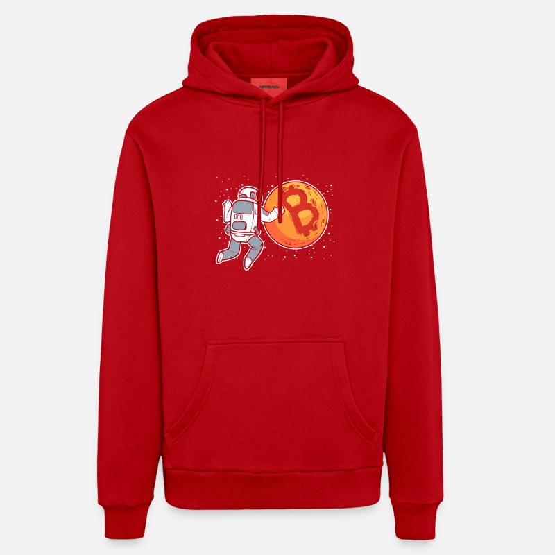 Bitcoin - Sweat à capuche bio décontracté fabriqué en UE - rouge