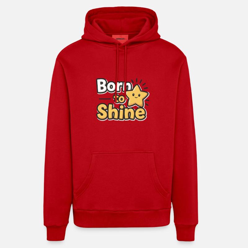 Né pour briller – Strahlender Stern - Sweat à capuche bio décontracté fabriqué en UE - rouge