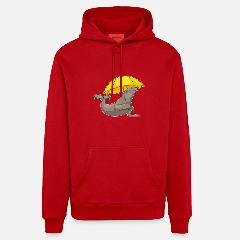Parapluie de phoque - Sweat à capuche bio décontracté fabriqué en UE - rouge