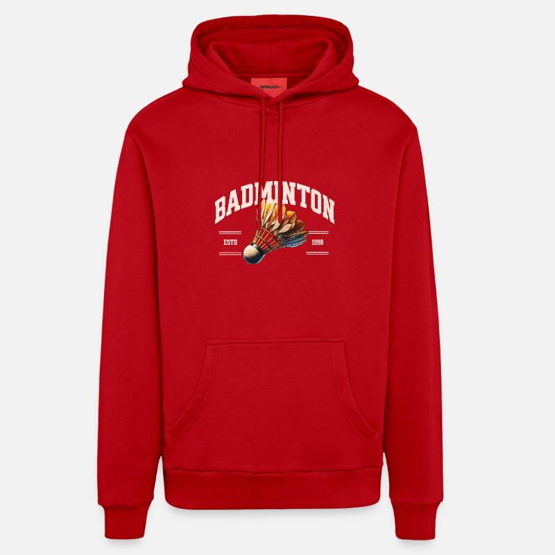 Badminton - Sweat à capuche bio décontracté fabriqué en UE - rouge