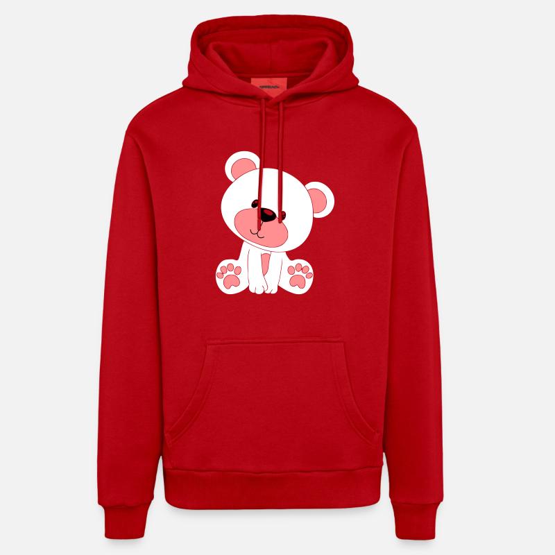 ours en peluche - Sweat à capuche bio décontracté fabriqué en UE - rouge