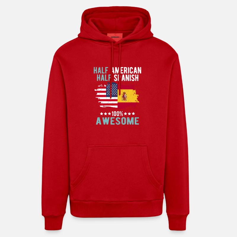 Moitié américain moitié espagnol - Sweat à capuche bio décontracté fabriqué en UE - rouge