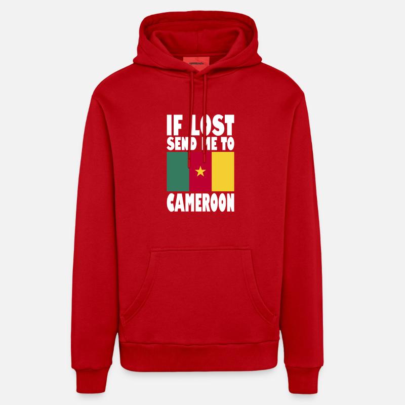 Drapeau du Cameroun - Sweat à capuche bio décontracté fabriqué en UE - rouge