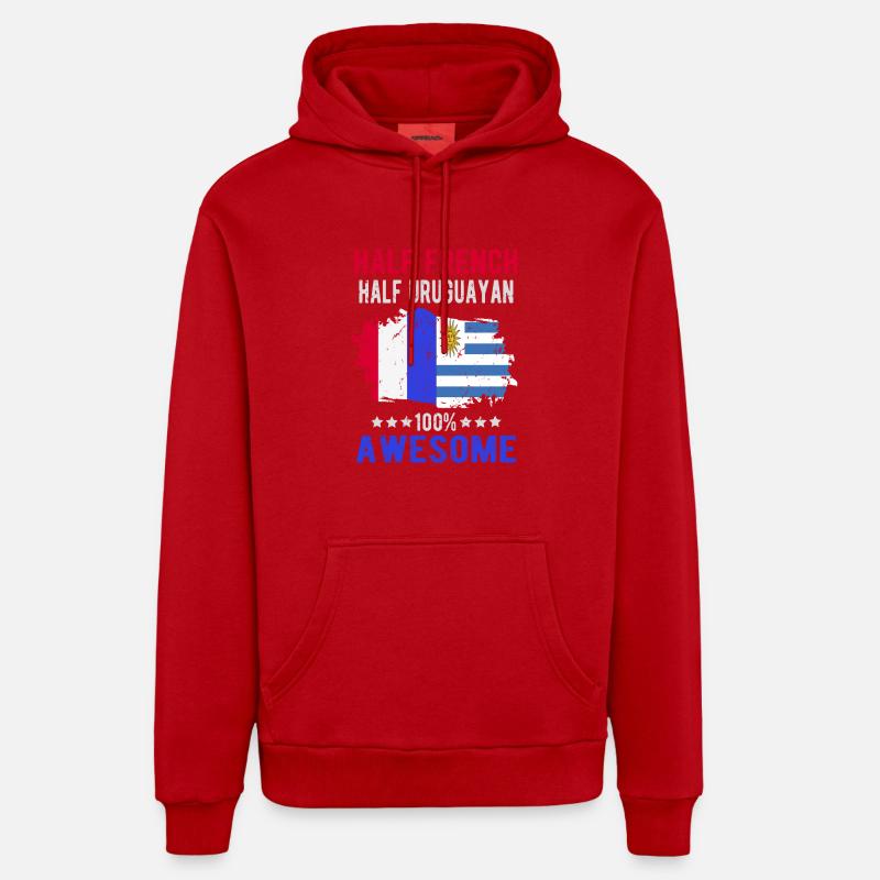 Moitié Français moitié uruguayen - Sweat à capuche bio décontracté fabriqué en UE - rouge