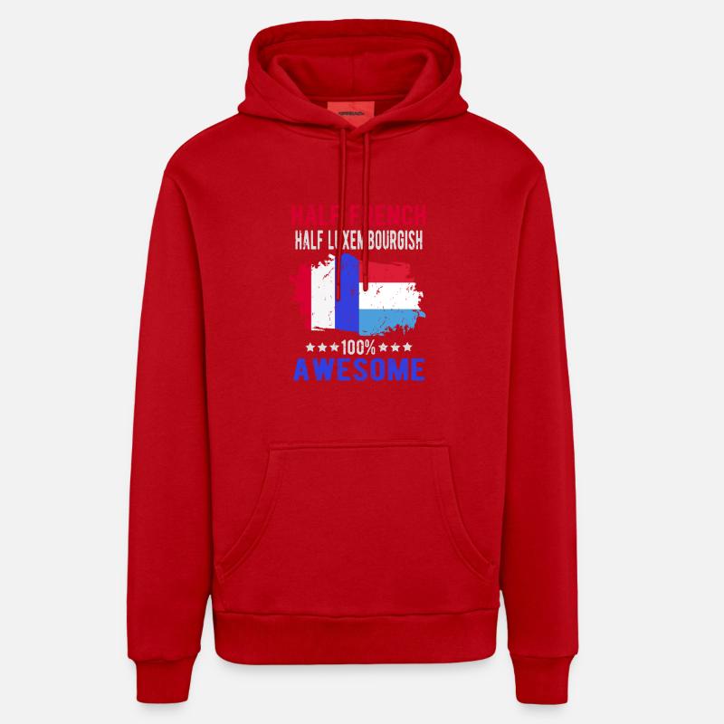 Moitié Français moitié Luxembourgeois - Sweat à capuche bio décontracté fabriqué en UE - rouge