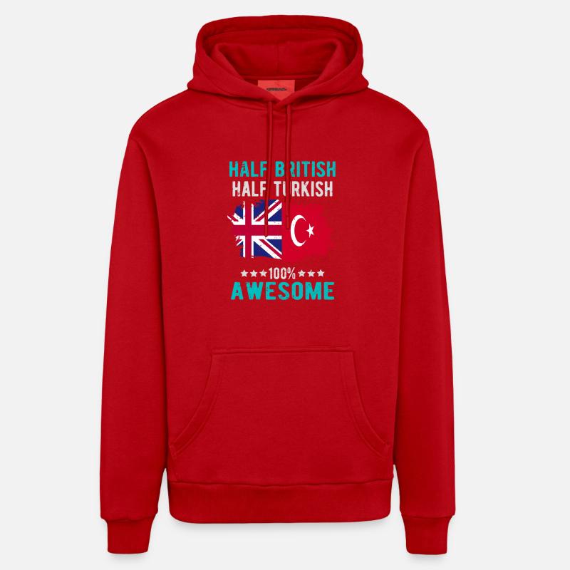 Moitié britannique moitié turc - Sweat à capuche bio décontracté fabriqué en UE - rouge