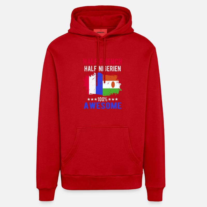 Moitié Français moitié Nigrer - Sweat à capuche bio décontracté fabriqué en UE - rouge