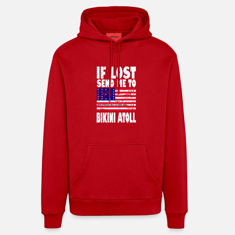 Drapeau de l’atoll de Bikini - Sweat à capuche bio décontracté fabriqué en UE - rouge