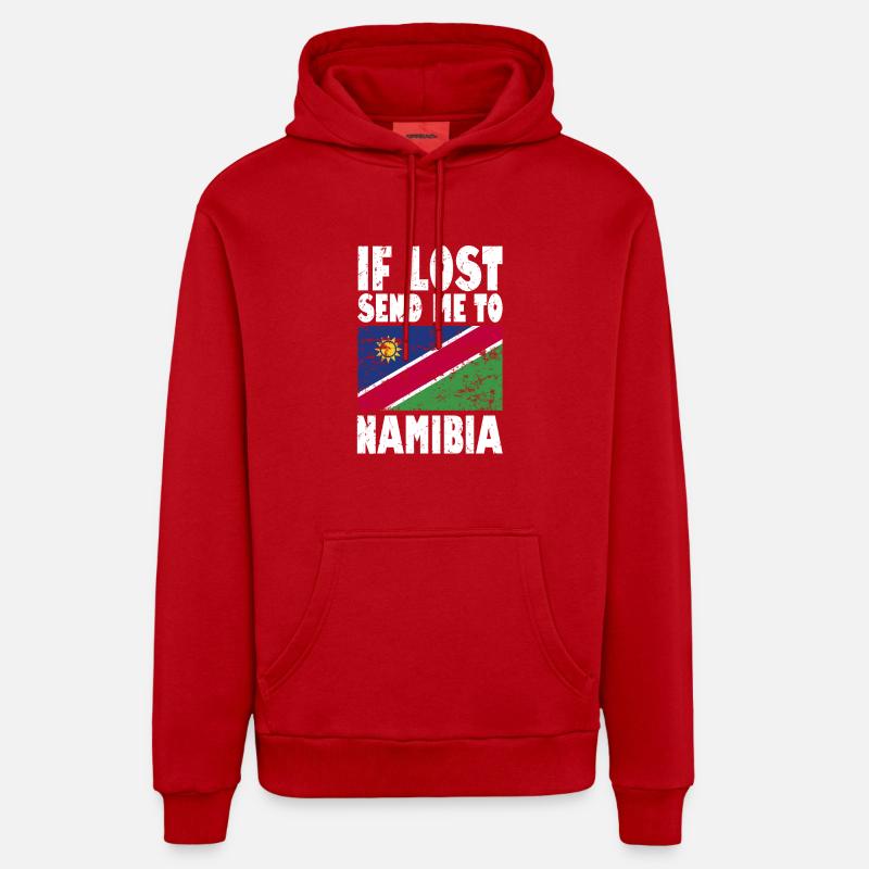 Drapeau de la Namibie - Sweat à capuche bio décontracté fabriqué en UE - rouge