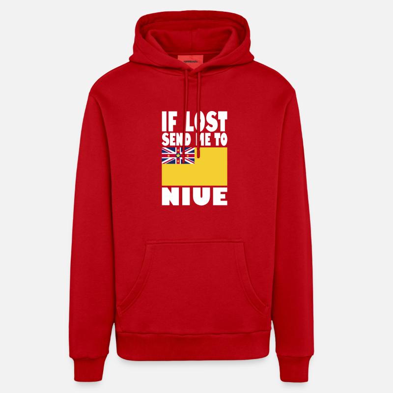 Dicton du drapeau de Niue - Sweat à capuche bio décontracté fabriqué en UE - rouge