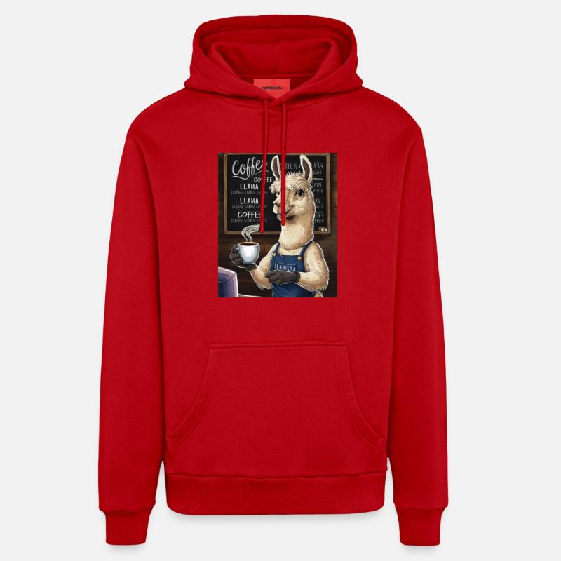 LLAMA COFFEE - Sweat à capuche bio décontracté fabriqué en UE - rouge