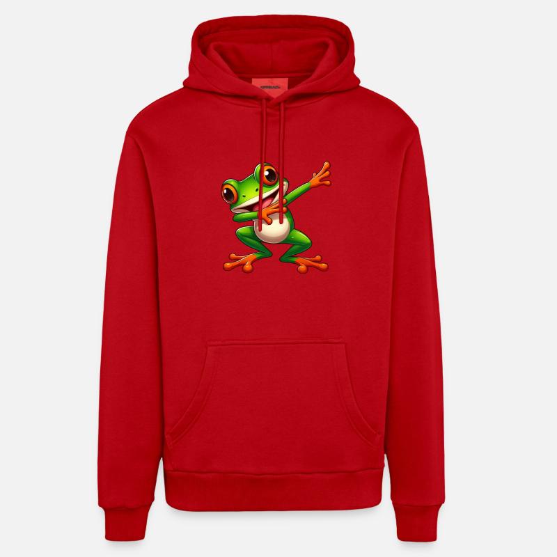 Cool Frog Dabbing Toad Style - Organic Relaxed Hoodie Made in EU - red