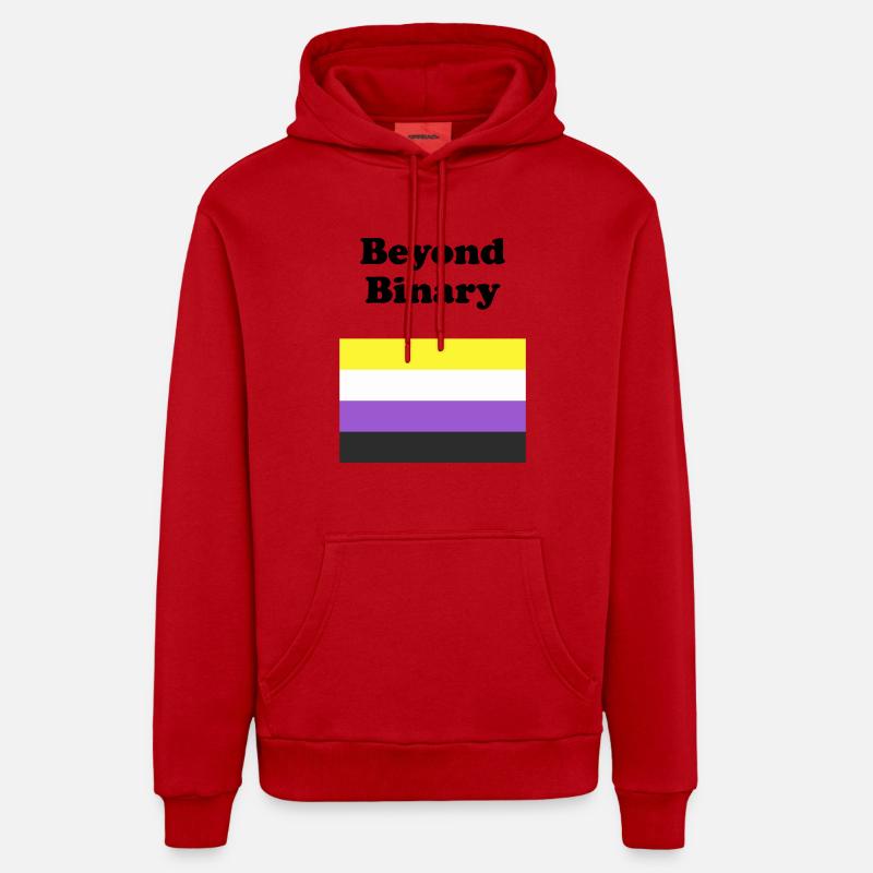 Non Binary Flag Beyond Binary - Organic Relaxed Hoodie Made in EU - red