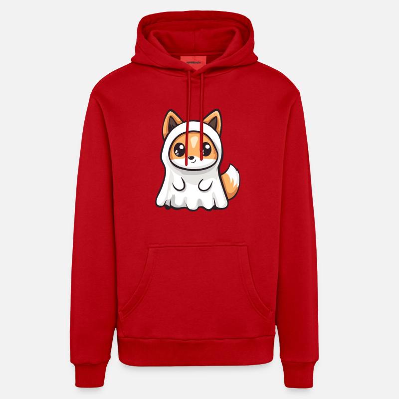 Fox Halloween Comic Ghost - Organic Relaxed Hoodie Made in EU - red