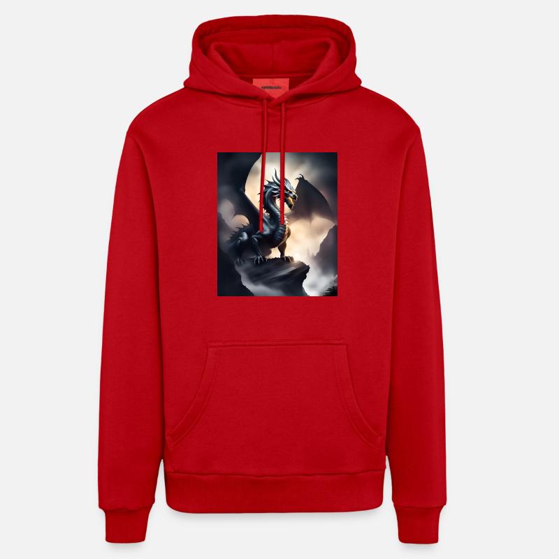 dragon de l’ombre sombre - Sweat à capuche bio décontracté fabriqué en UE - rouge