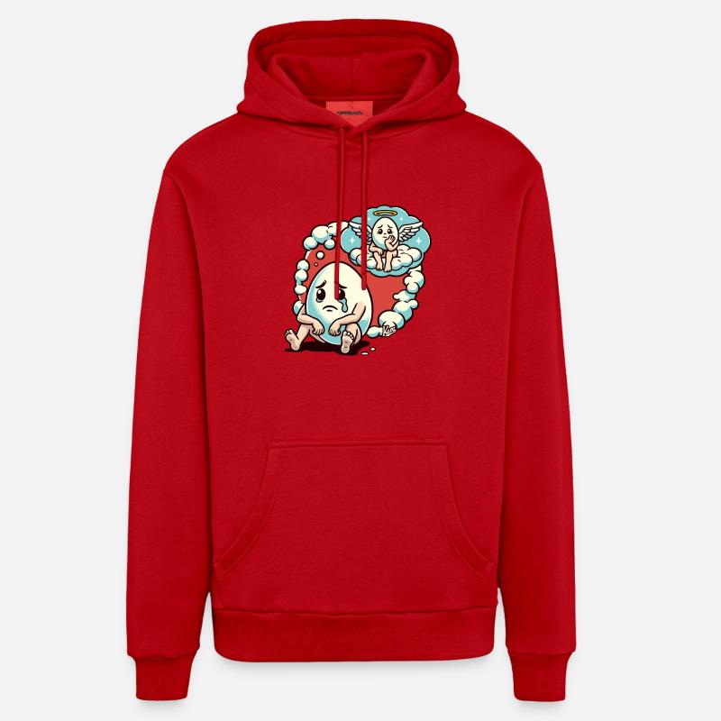 Sad egg imagines egg friend in heaven Organic Relaxed Hoodie Made in EU