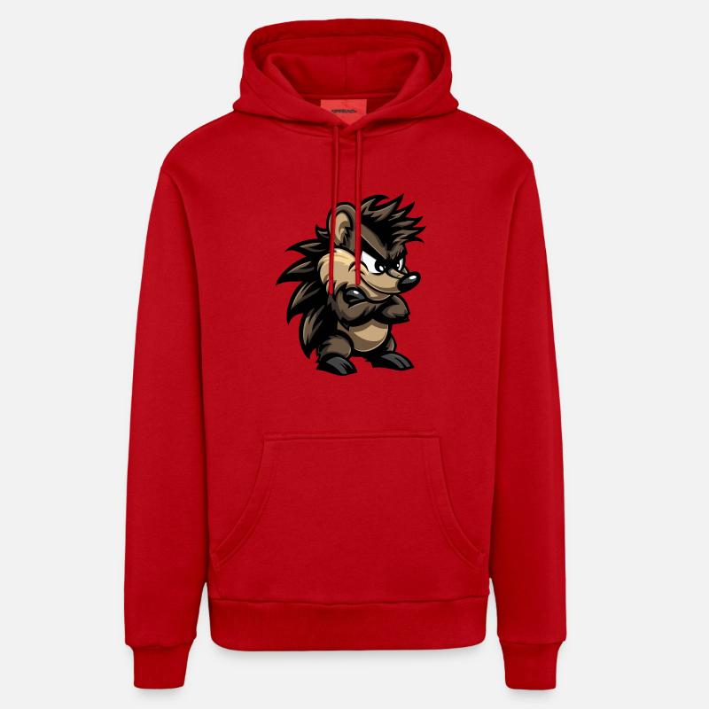 Bande dessinée hérisson - Sweat à capuche bio décontracté fabriqué en UE - rouge