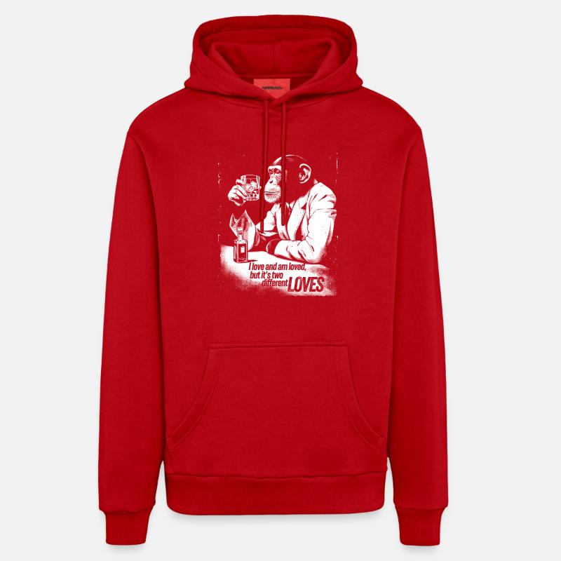 Conception sophistiquée de Monkey Cheers - Sweat à capuche bio décontracté fabriqué en UE - rouge