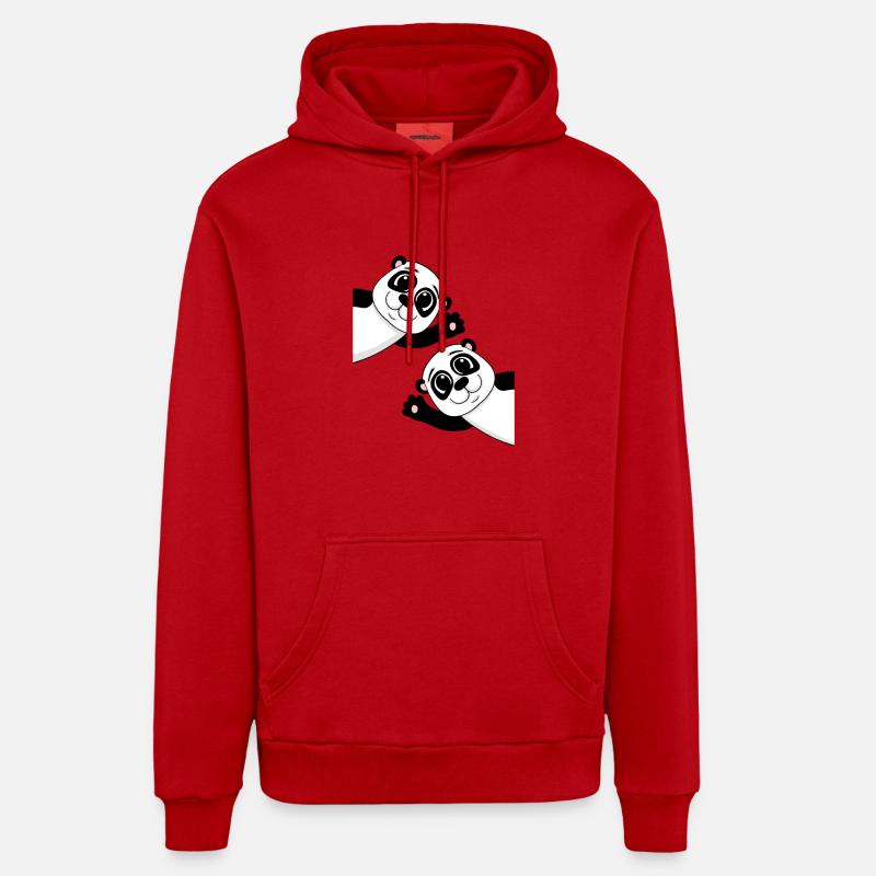 Pandas mignons - Sweat à capuche bio décontracté fabriqué en UE - rouge