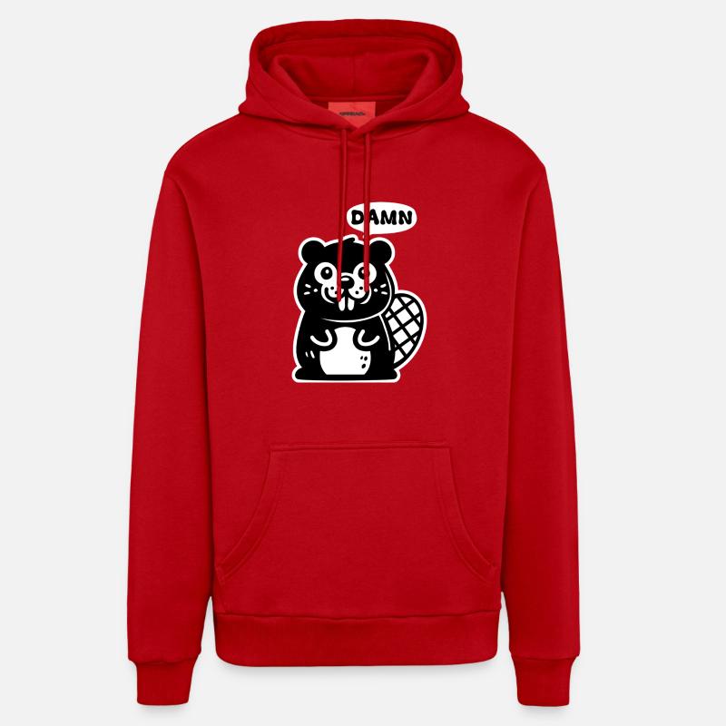 Maudit castor - Sweat à capuche bio décontracté fabriqué en UE - rouge