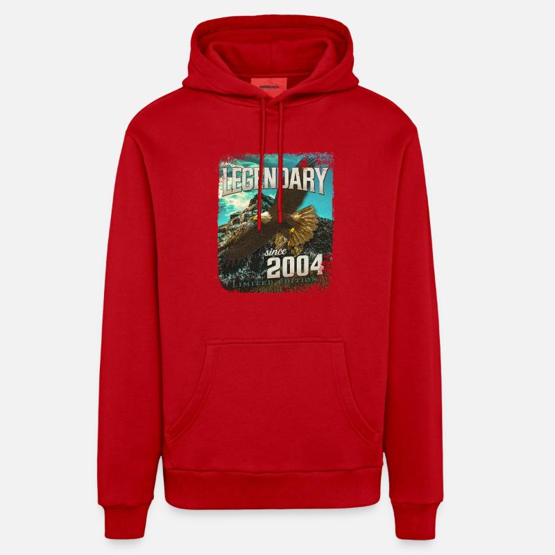 Légendaire depuis 2004 - Sweat à capuche bio décontracté fabriqué en UE - rouge
