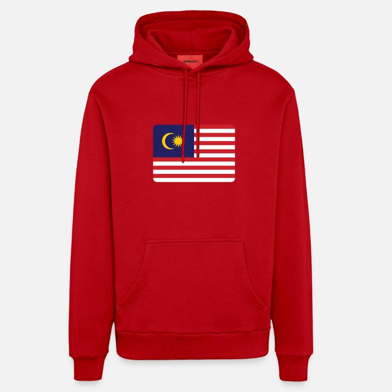DRAPEAU DE LA MALAISIE - Sweat à capuche bio décontracté fabriqué en UE - rouge
