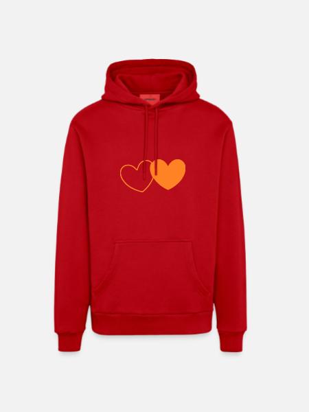 Valentine's Day Heart Orange - Organic Relaxed Hoodie Made in EU - red