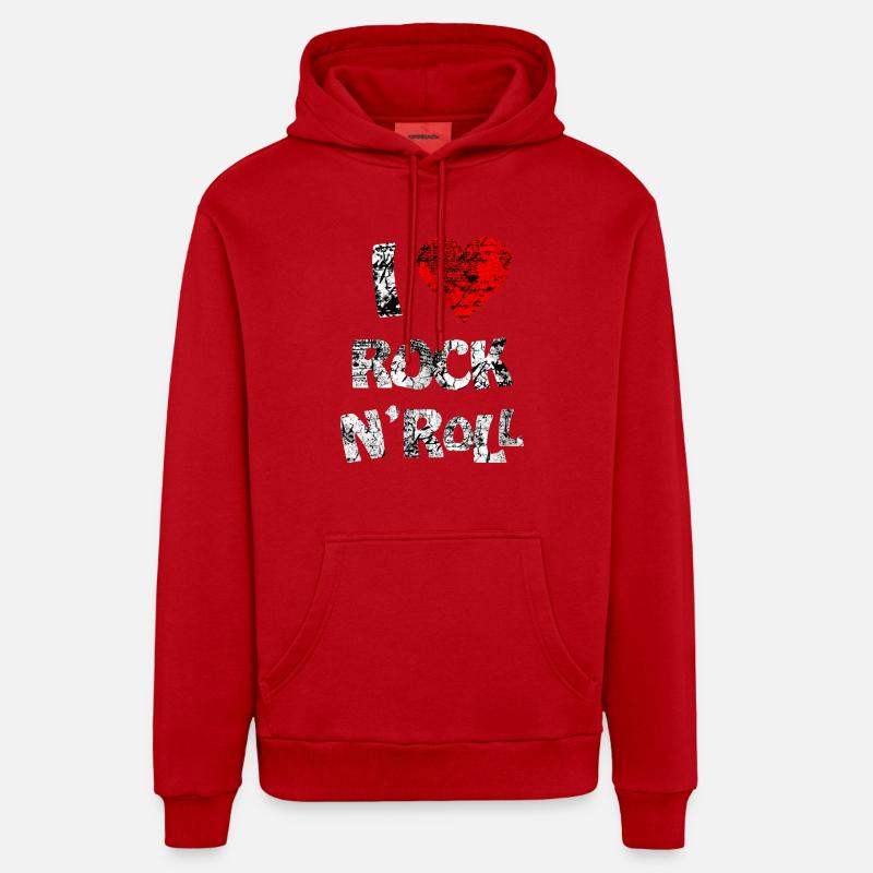 I LOVE ROCK N'ROLL - Sweat à capuche bio décontracté fabriqué en UE - rouge