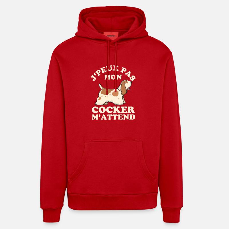 Chien de race cocker - Sweat à capuche bio décontracté fabriqué en UE - rouge