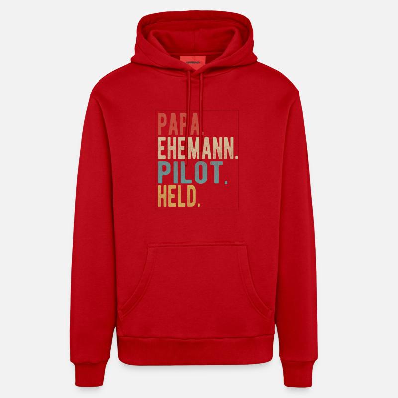 Pilot Papa Ehemann Held - Organic Relaxed Hoodie Made in EU - Rot