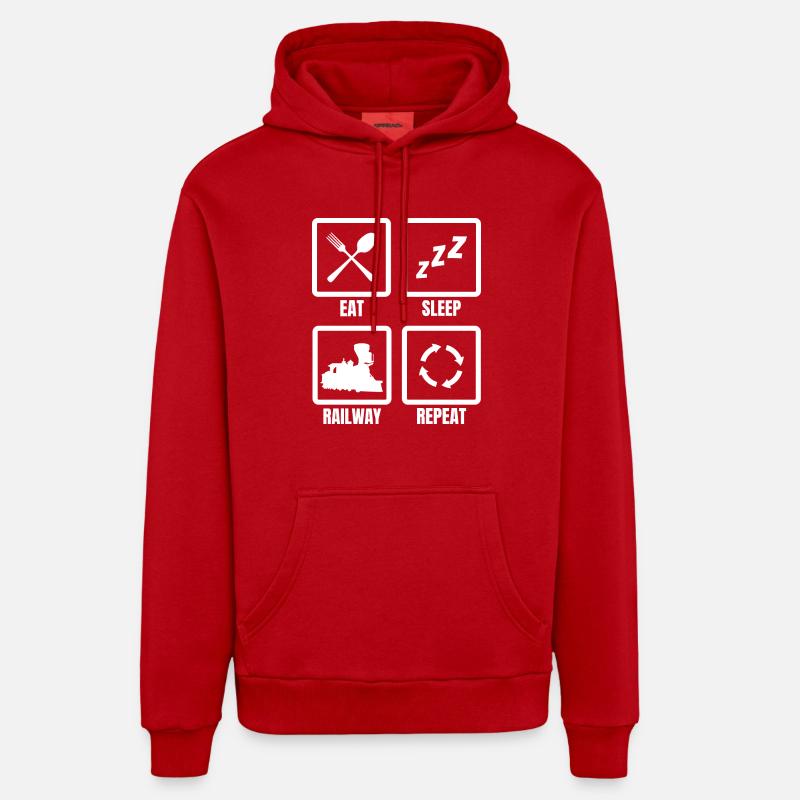 Manger Dormir Train Répéter - Sweat à capuche bio décontracté fabriqué en UE - rouge