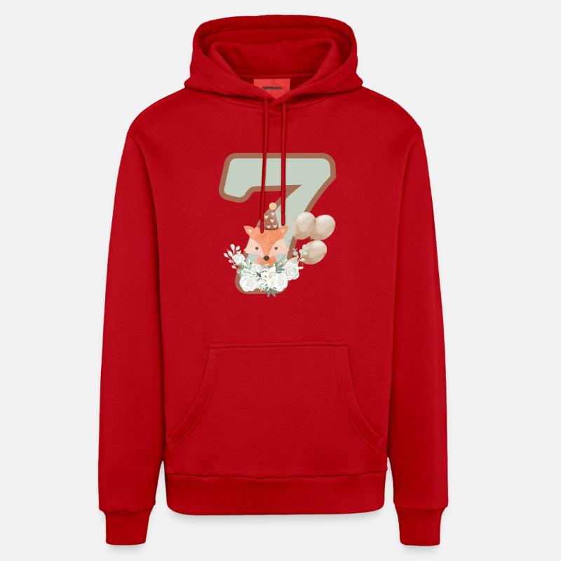 7e anniversaire renard fleurs - Sweat à capuche bio décontracté fabriqué en UE - rouge