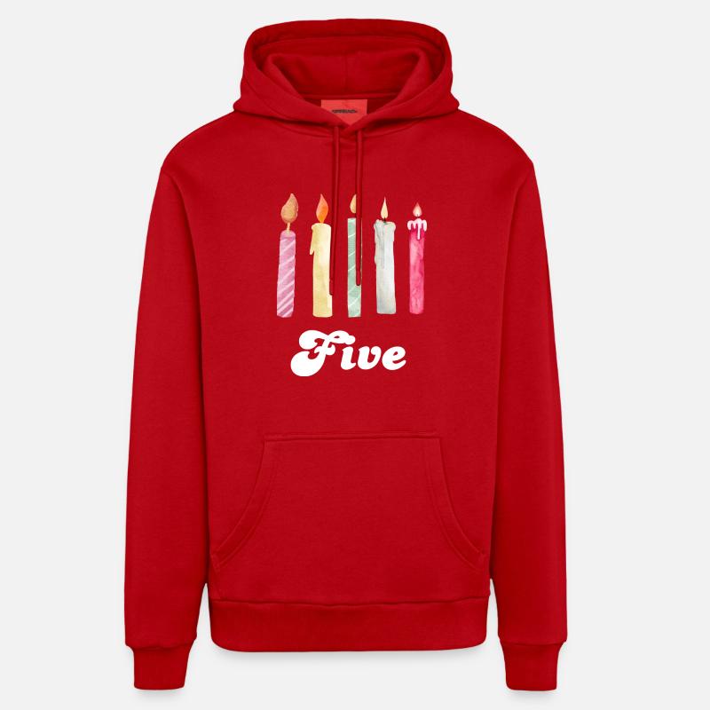 5e anniversaire bougie - Sweat à capuche bio décontracté fabriqué en UE - rouge