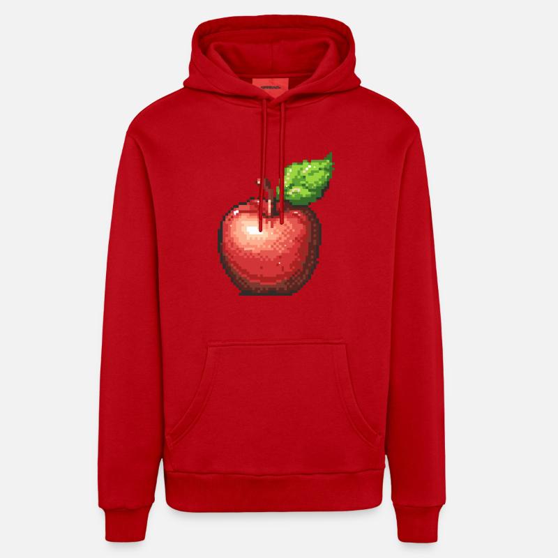 Icône Apple Pixel - Sweat à capuche bio décontracté fabriqué en UE - rouge