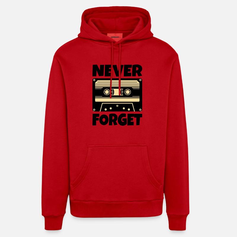 Cassette Rétro N’oubliez jamais - Sweat à capuche bio décontracté fabriqué en UE - rouge