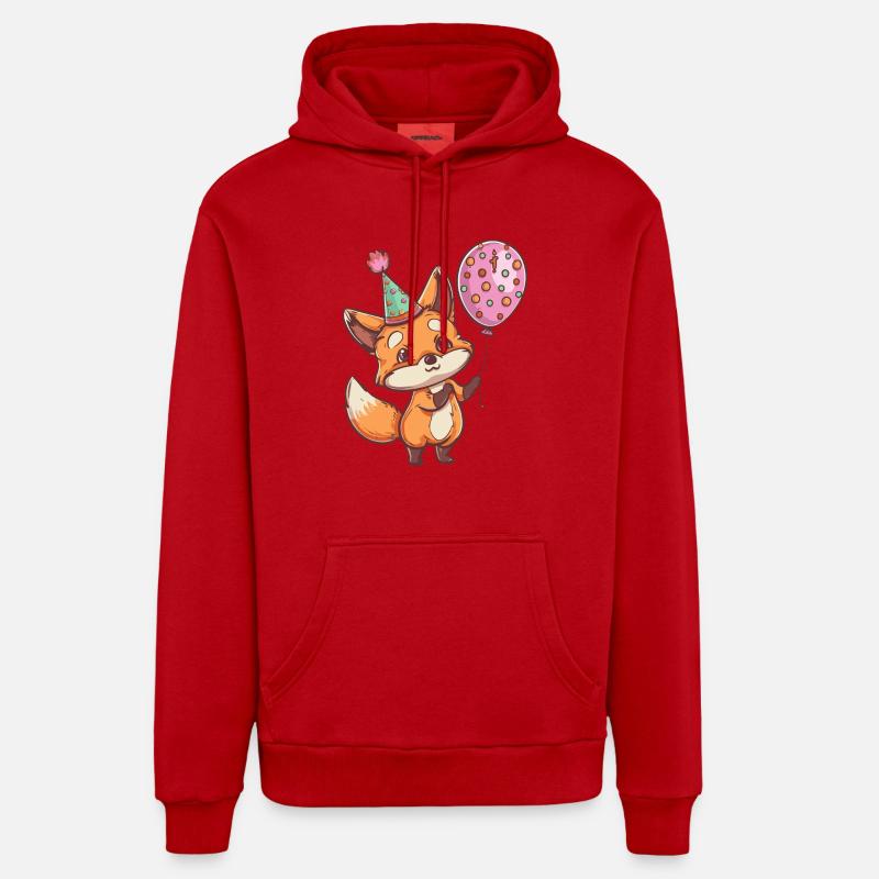 Renard Anniversaire Bébé - Sweat à capuche bio décontracté fabriqué en UE - rouge