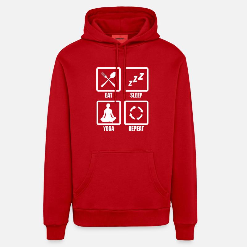 Manger dormir Yoga Répéter - Sweat à capuche bio décontracté fabriqué en UE - rouge