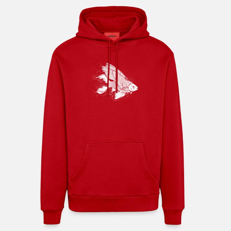 Poisson imaginatif avec des ailes - Sweat à capuche bio décontracté fabriqué en UE - rouge