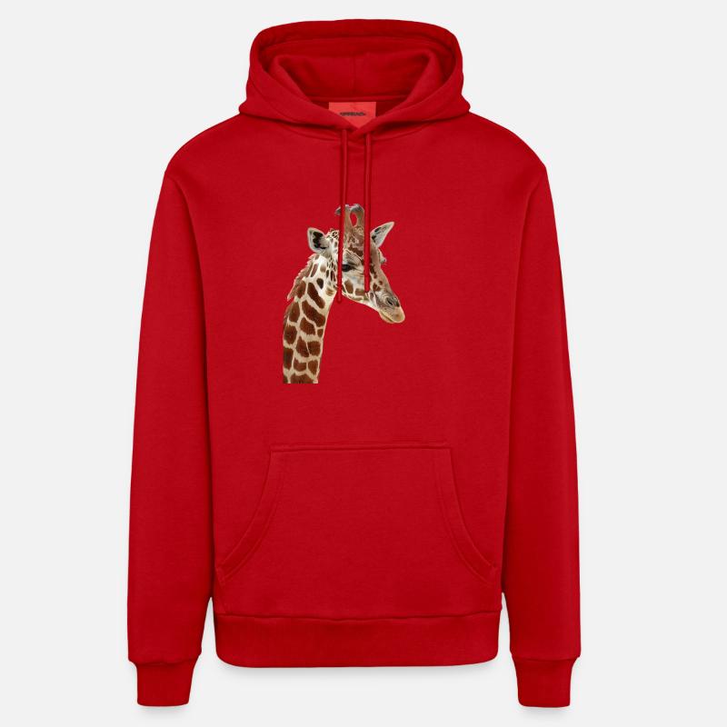 Girafe - Sweat à capuche bio décontracté fabriqué en UE - rouge