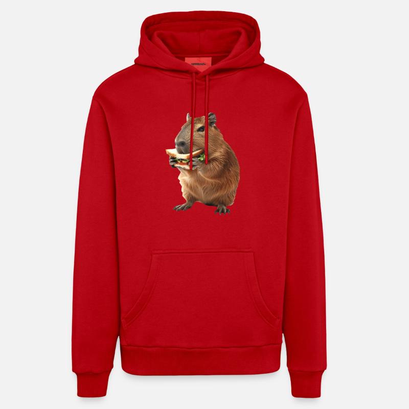 Capybara - Sweat à capuche bio décontracté fabriqué en UE - rouge