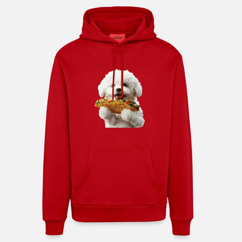 Bichon frisé - Sweat à capuche bio décontracté fabriqué en UE - rouge