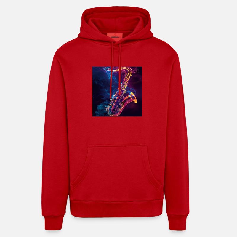 Saxophone - Sweat à capuche bio décontracté fabriqué en UE - rouge