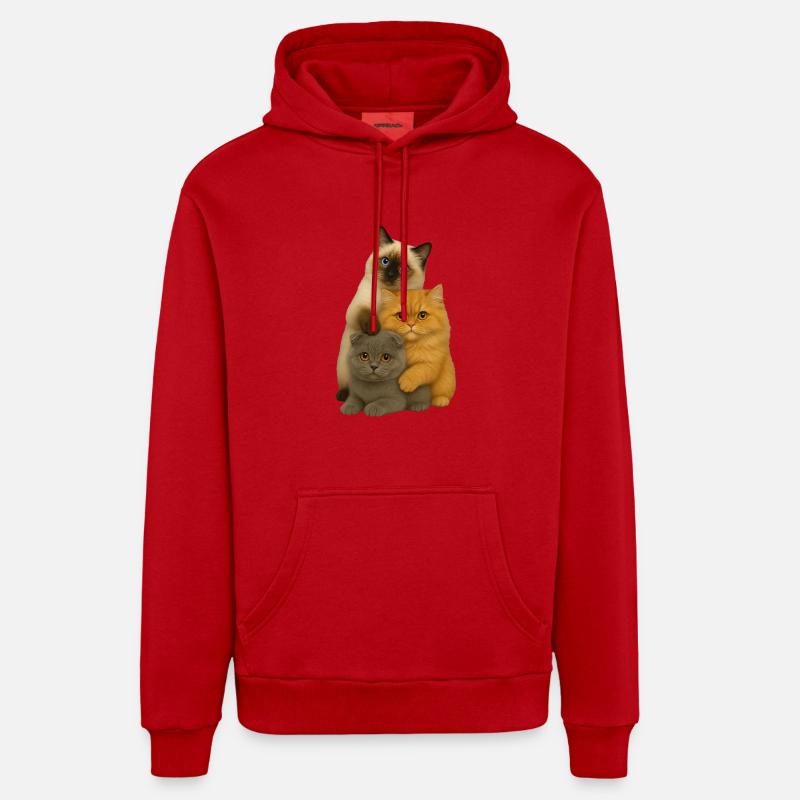 Pli persan birman - Sweat à capuche bio décontracté fabriqué en UE - rouge