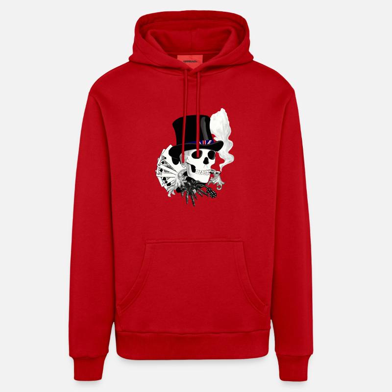 crâne Angleterre - Sweat à capuche bio décontracté fabriqué en UE - rouge