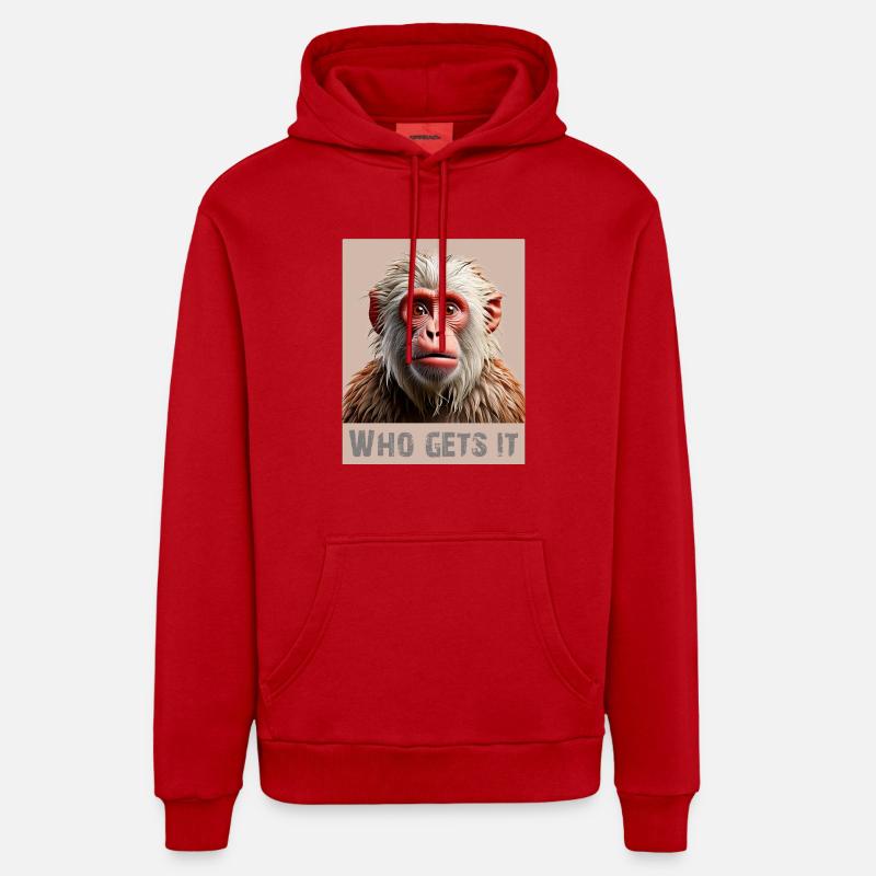 Monkey – Qui l’attrape ? | Design amusant - Sweat à capuche bio décontracté fabriqué en UE - rouge