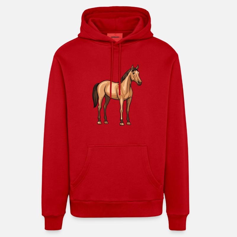 Cheval - Sweat à capuche bio décontracté fabriqué en UE - rouge