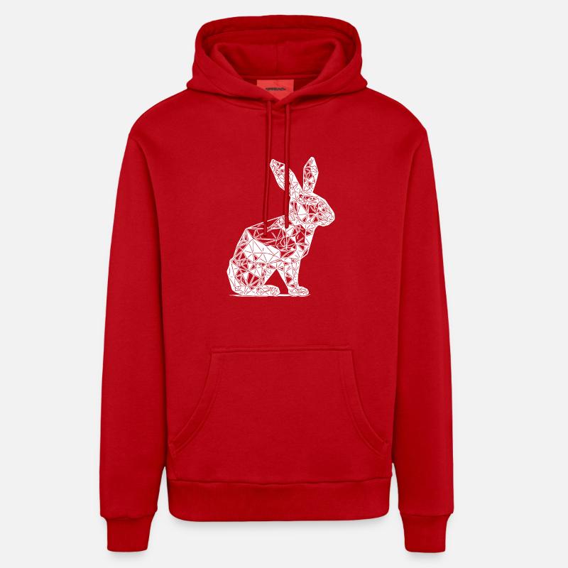 Lignes géométriques Tête de lapin - Sweat à capuche bio décontracté fabriqué en UE - rouge