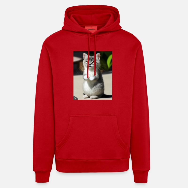 Chat persan blanc - Sweat à capuche bio décontracté fabriqué en UE - rouge