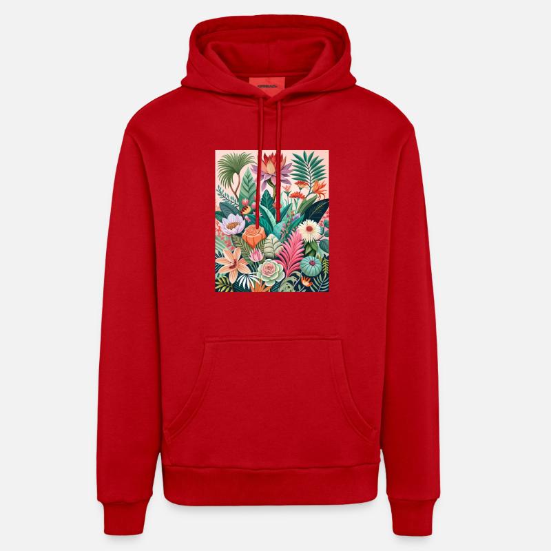 Floraison - Sweat à capuche bio décontracté fabriqué en UE - rouge
