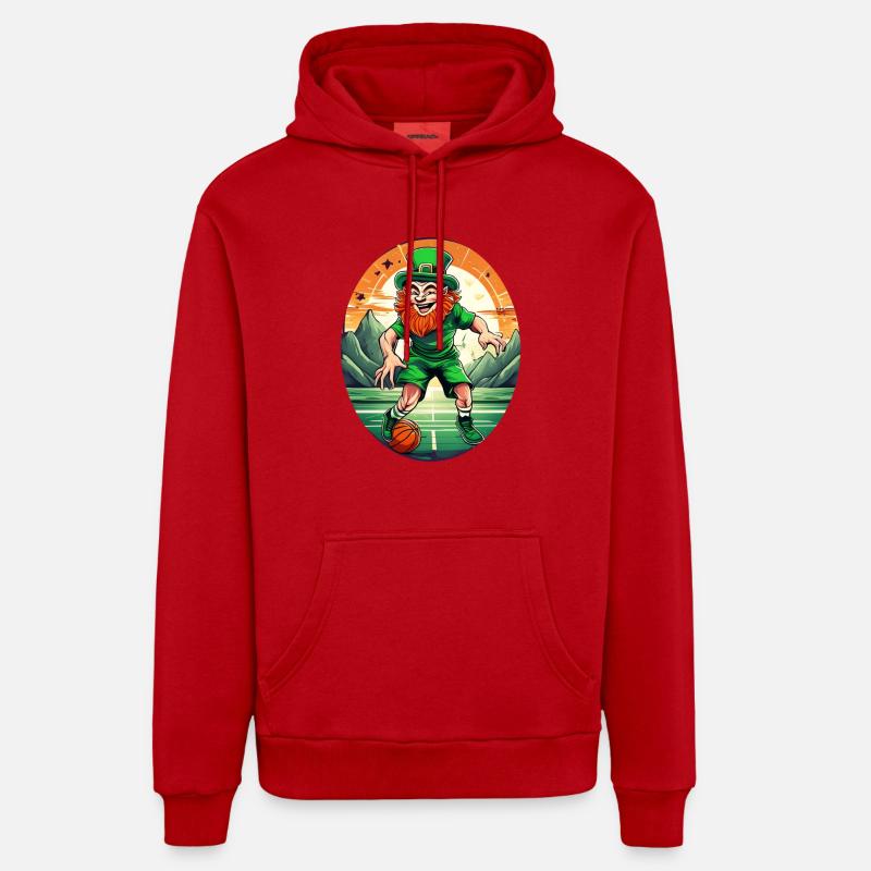 Basket-ball Trèfle de la Saint-Patrick - Sweat à capuche bio décontracté fabriqué en UE - rouge